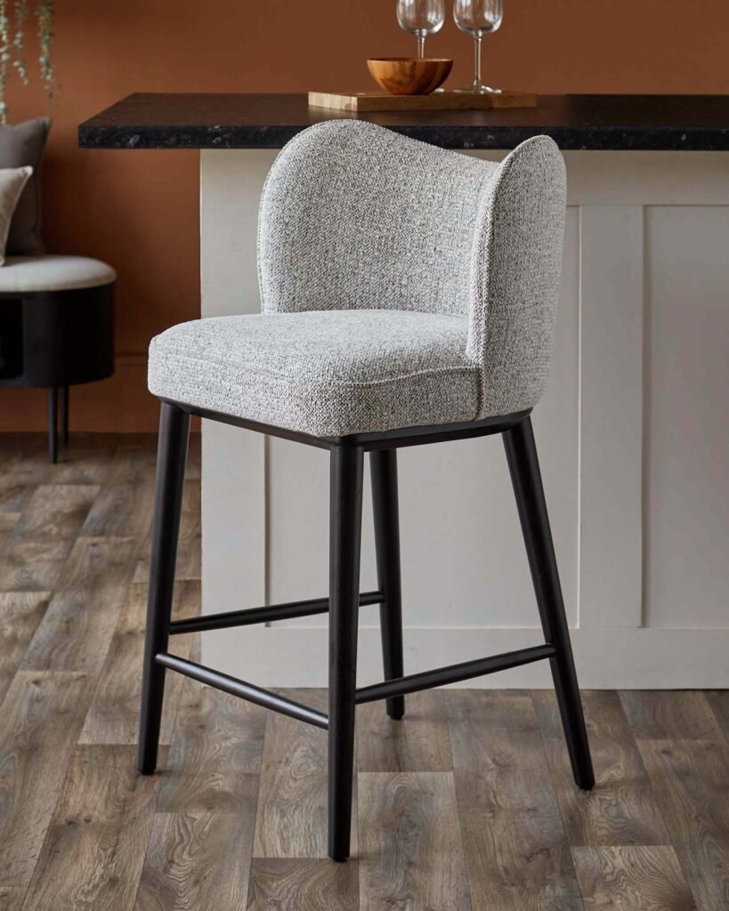 Dusk England Evelyn grey fabric bar stool Front