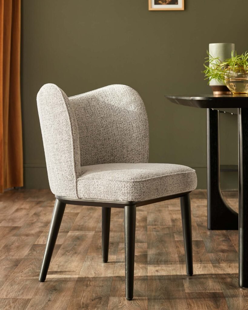 Evelyn grey fabric dining chair – Dusk England Front