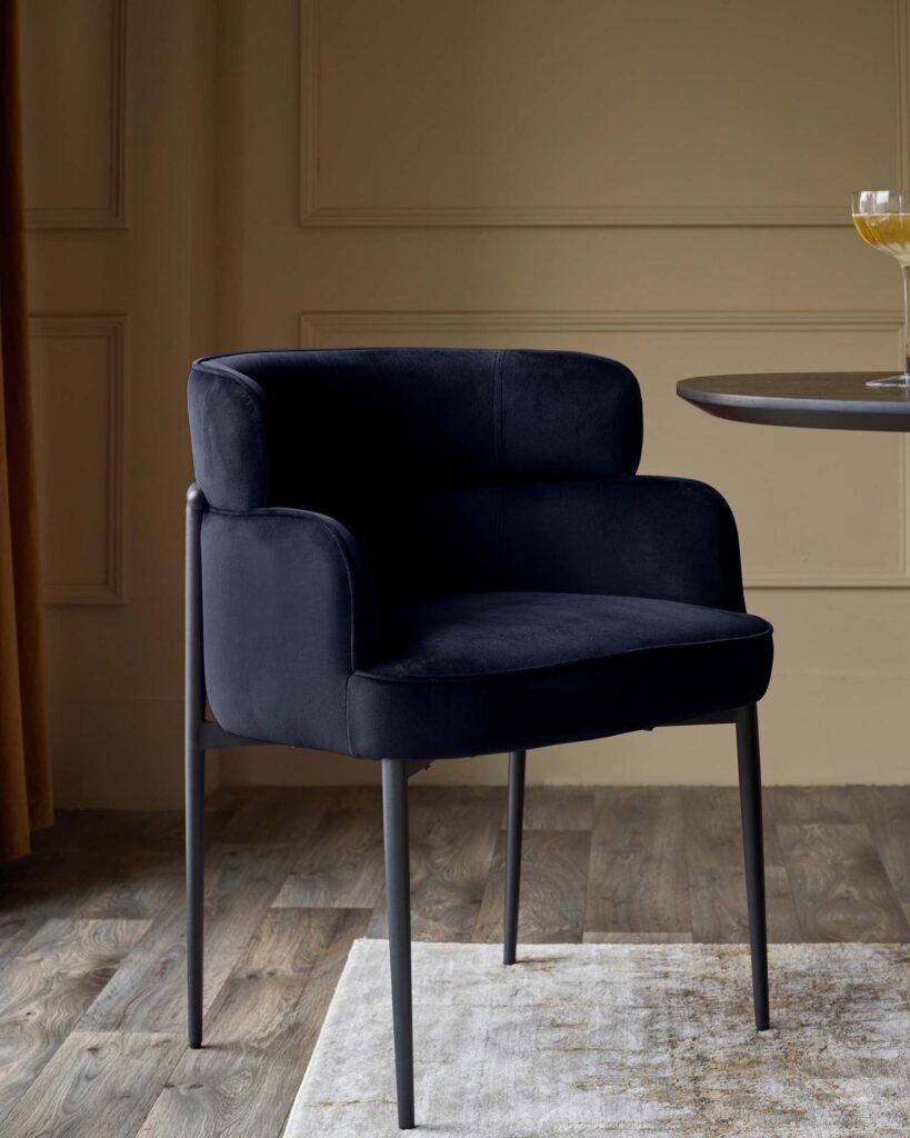 Dusk Scotland Felix dark navy velvet dining chair - set of 2 Front