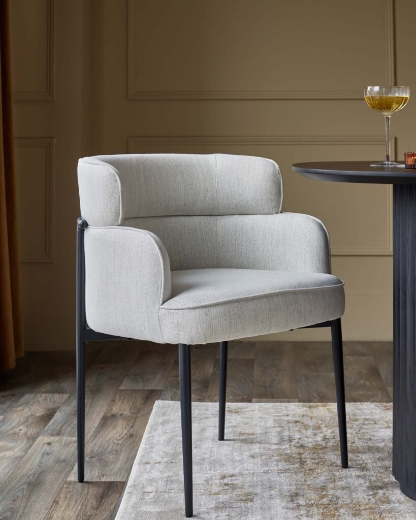 Felix ivory dual tone fabric dining chair - set of 2 – Dusk England Front