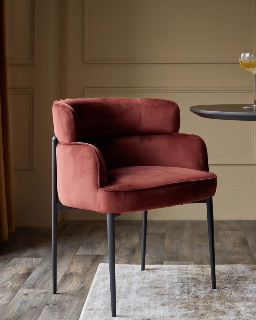 Dusk England Felix toffee red velvet dining chair - set of 2 Front