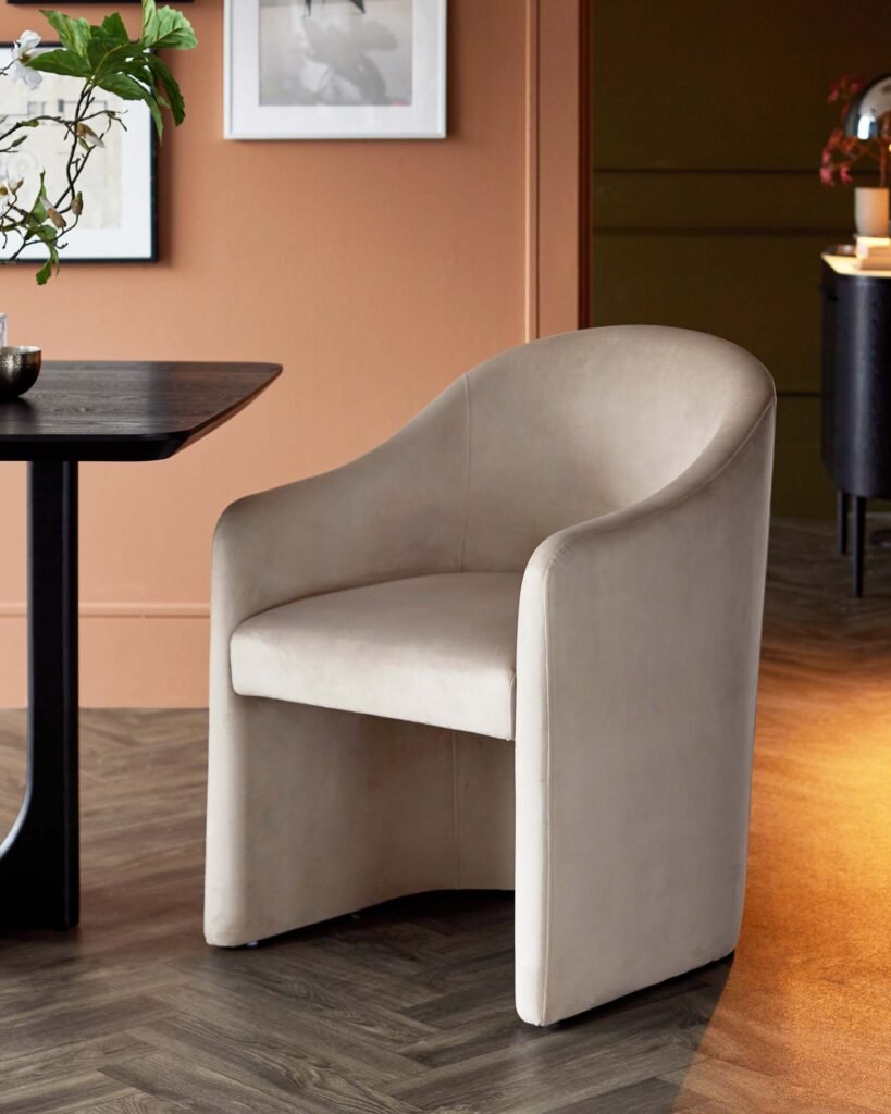 Freya champagne velvet dining chair – Dusk England Front
