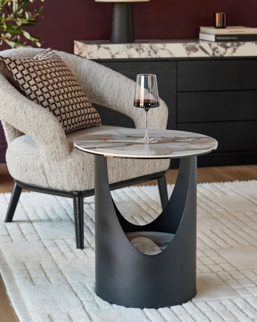 Giotto natural ceramic side table – Dusk Front