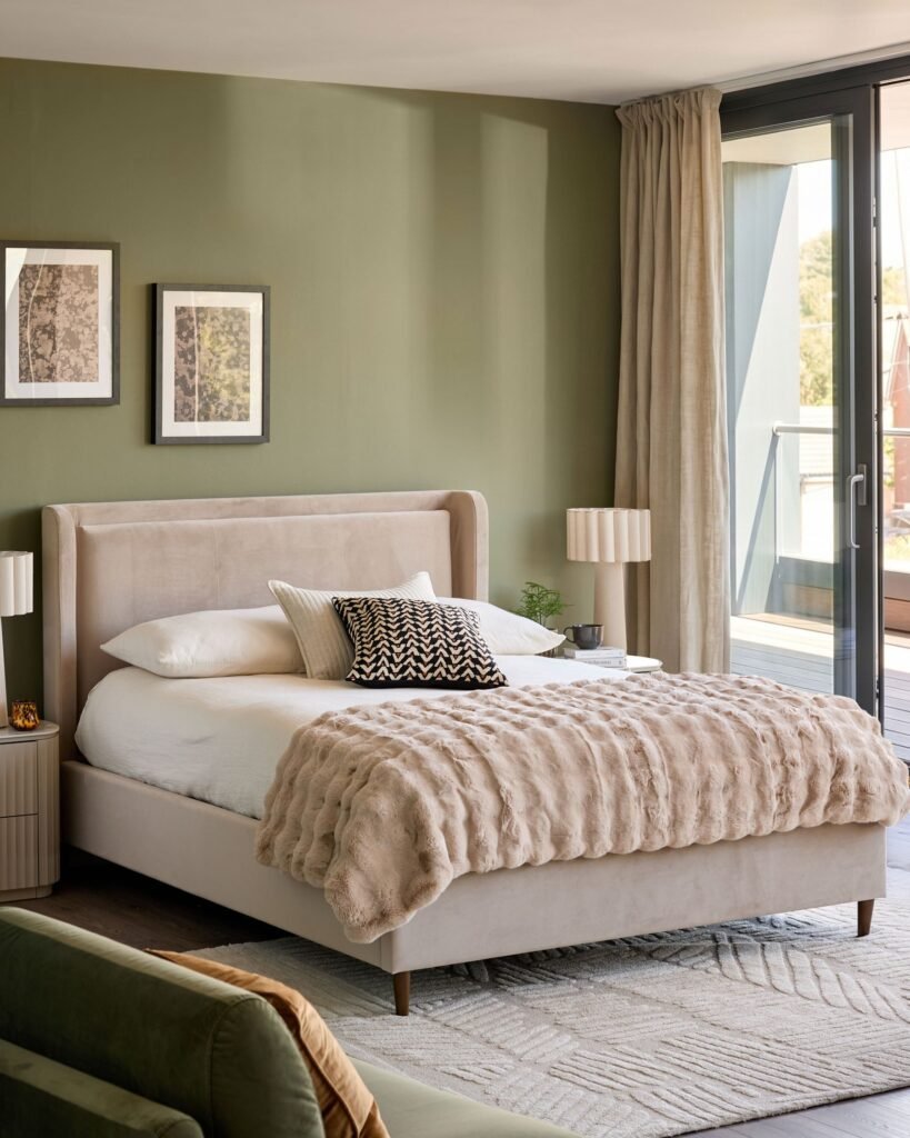 Grove champagne velvet king size ottoman storage bed – Dusk Scotland Front