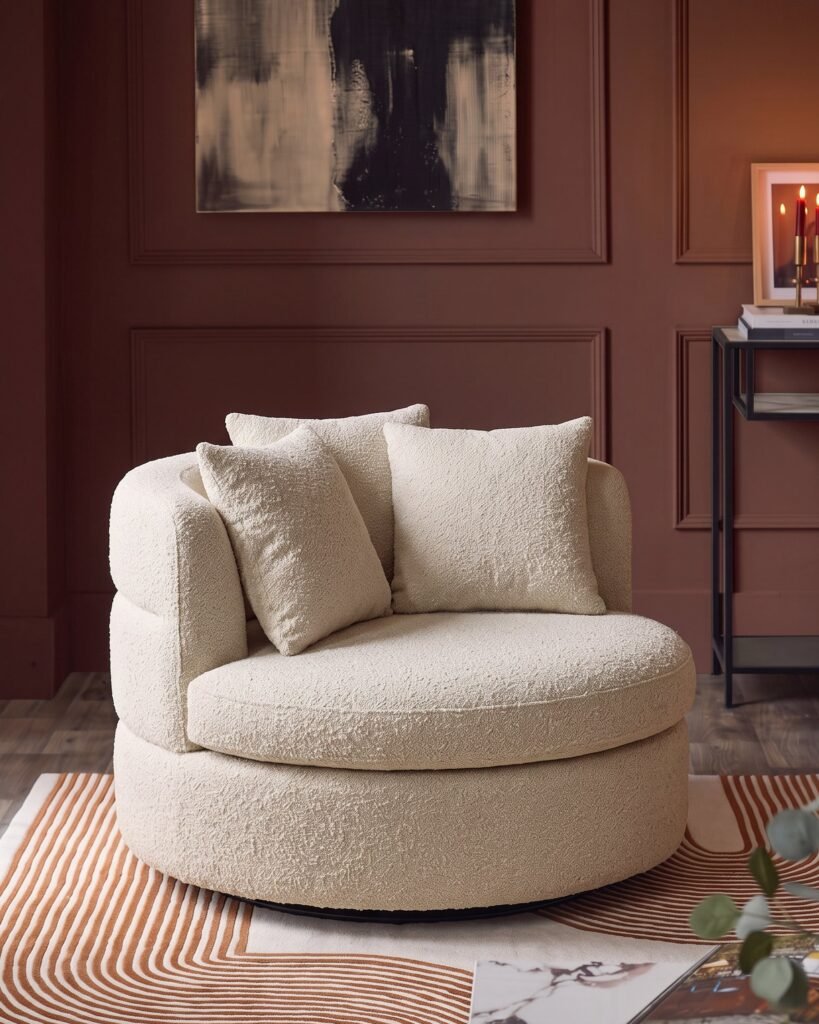 Dusk Scotland Gwen natural fabric swivel armchair Front