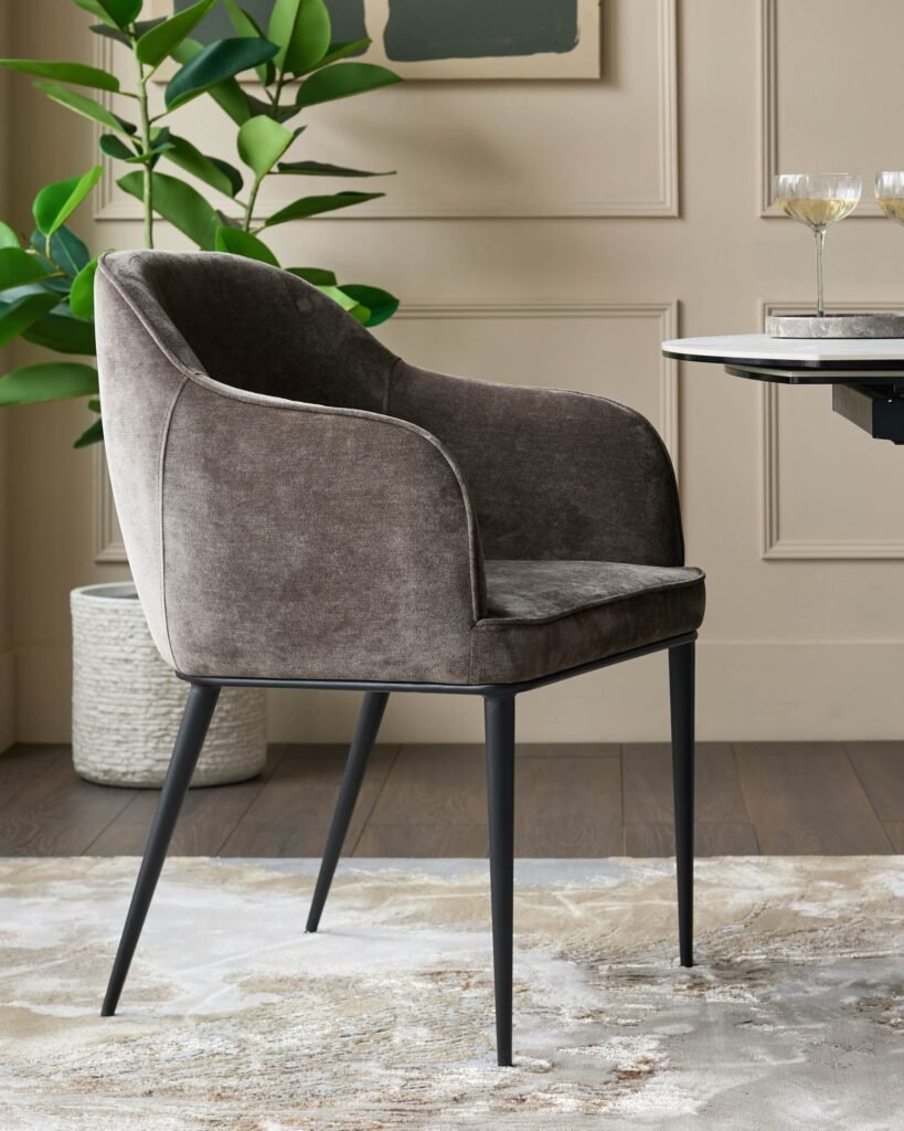 Harley mocha Dusk Scotland fabric dining chair Front
