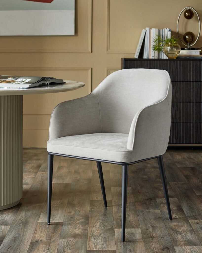 Harley natural grey Dusk chenille dining chair Front