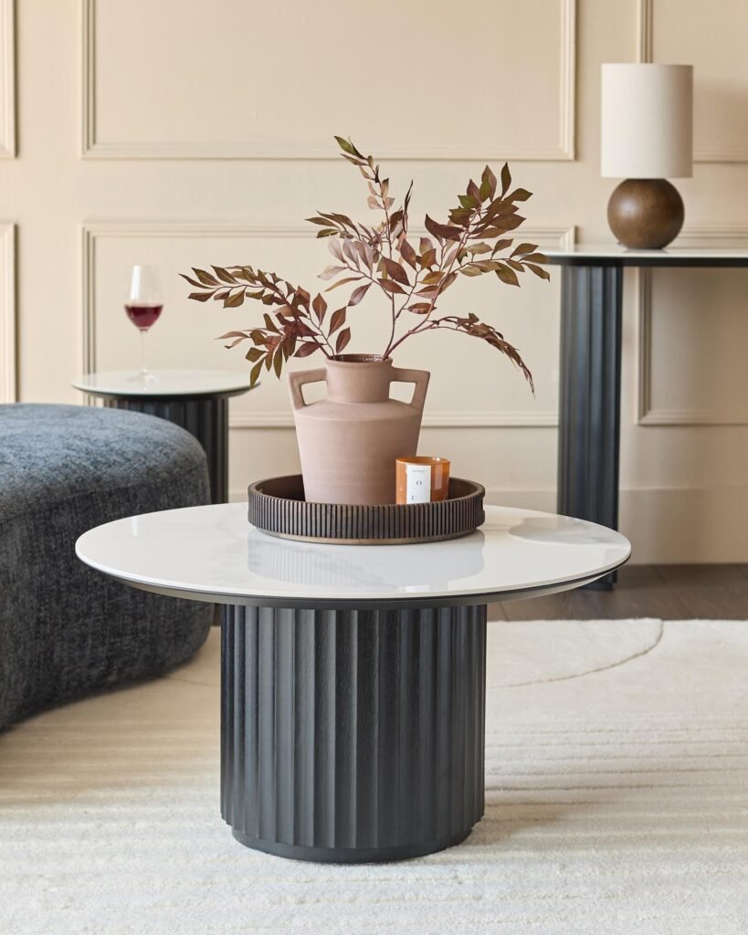 Dusk Scotland Hanne white ceramic coffee table Front