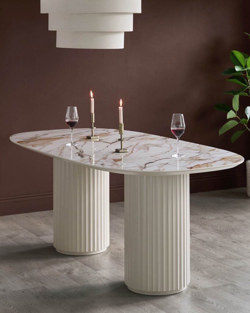 Dusk Scotland Hanne natural ceramic 6 seater dining table Front