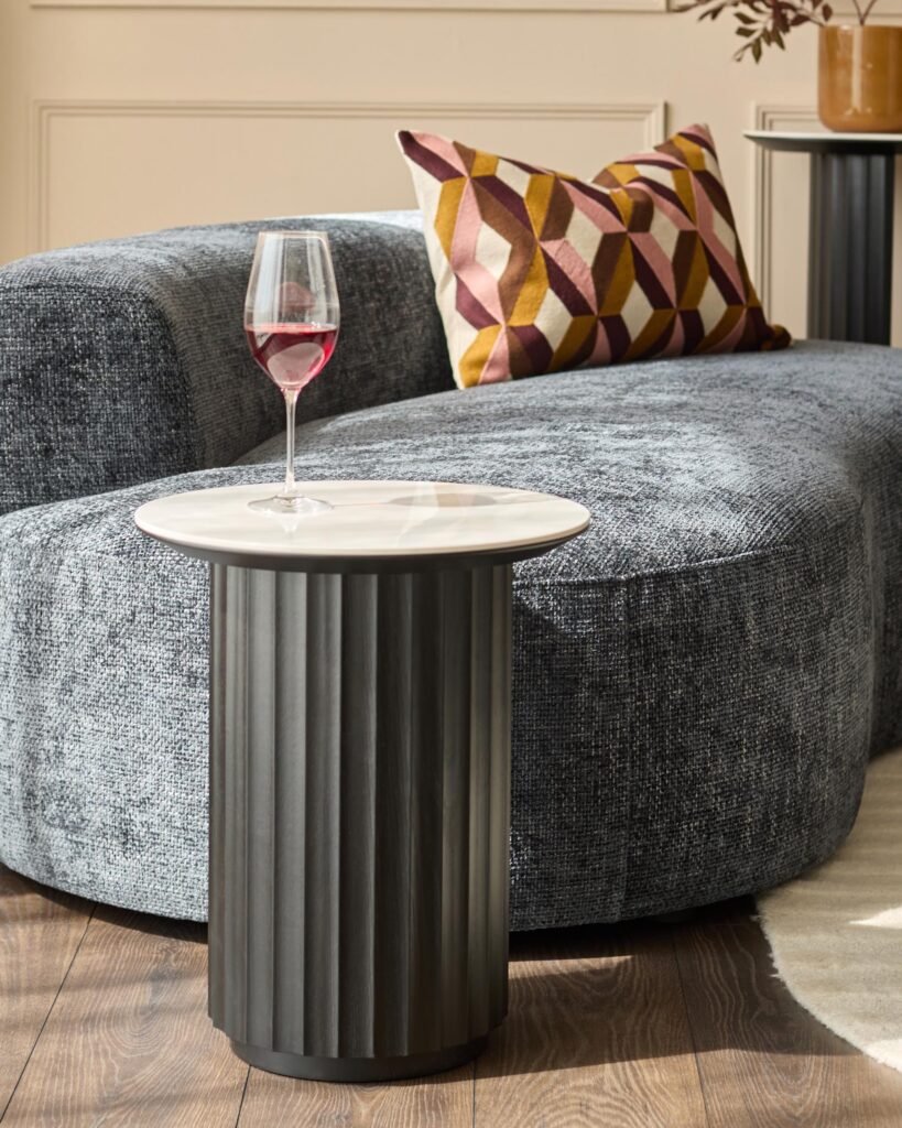 Hanne white ceramic side table – Dusk Front