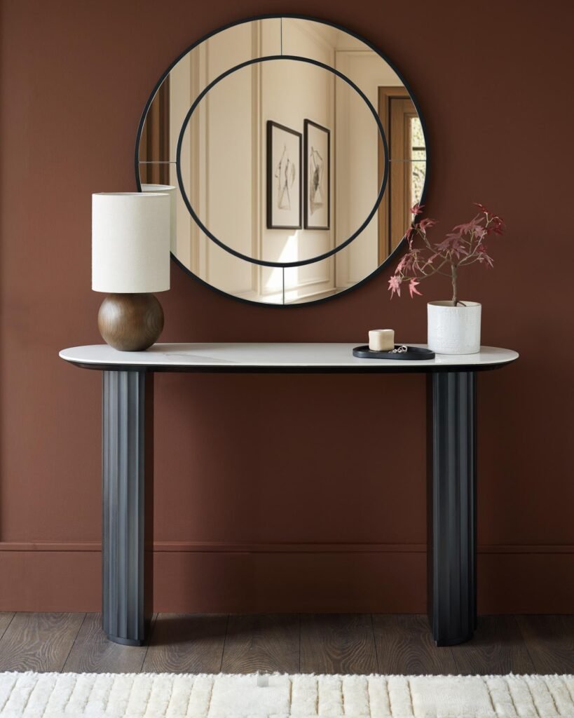 Hanne white ceramic console table – Dusk Front