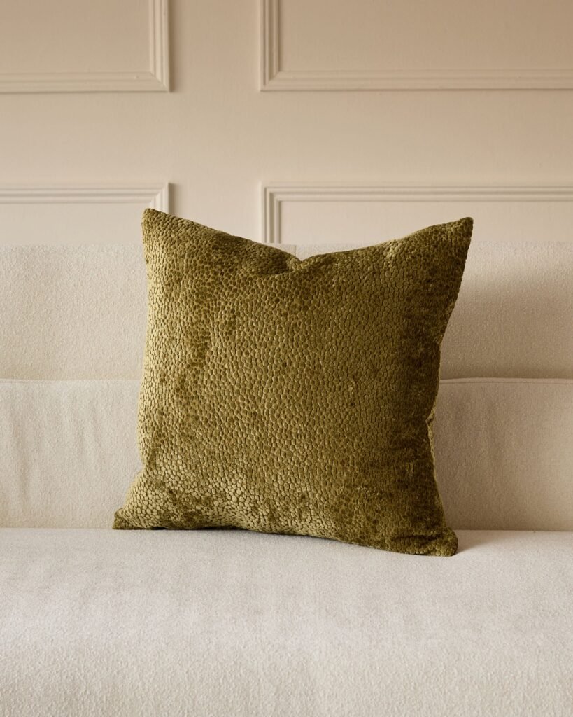 Harlene olive green medium cushion – Dusk Front