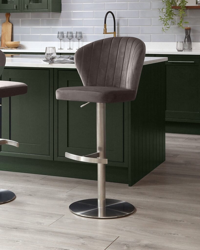 Dusk Scotland Harper mocha velvet gas lift bar stool Front