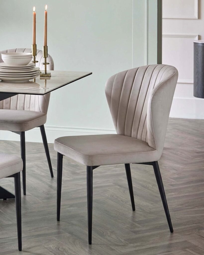 Dusk England Harper champagne velvet dining chair - set of 2 Front