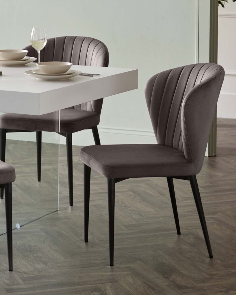 Harper mocha velvet dining chair - set of 2 – Dusk Scotland Front