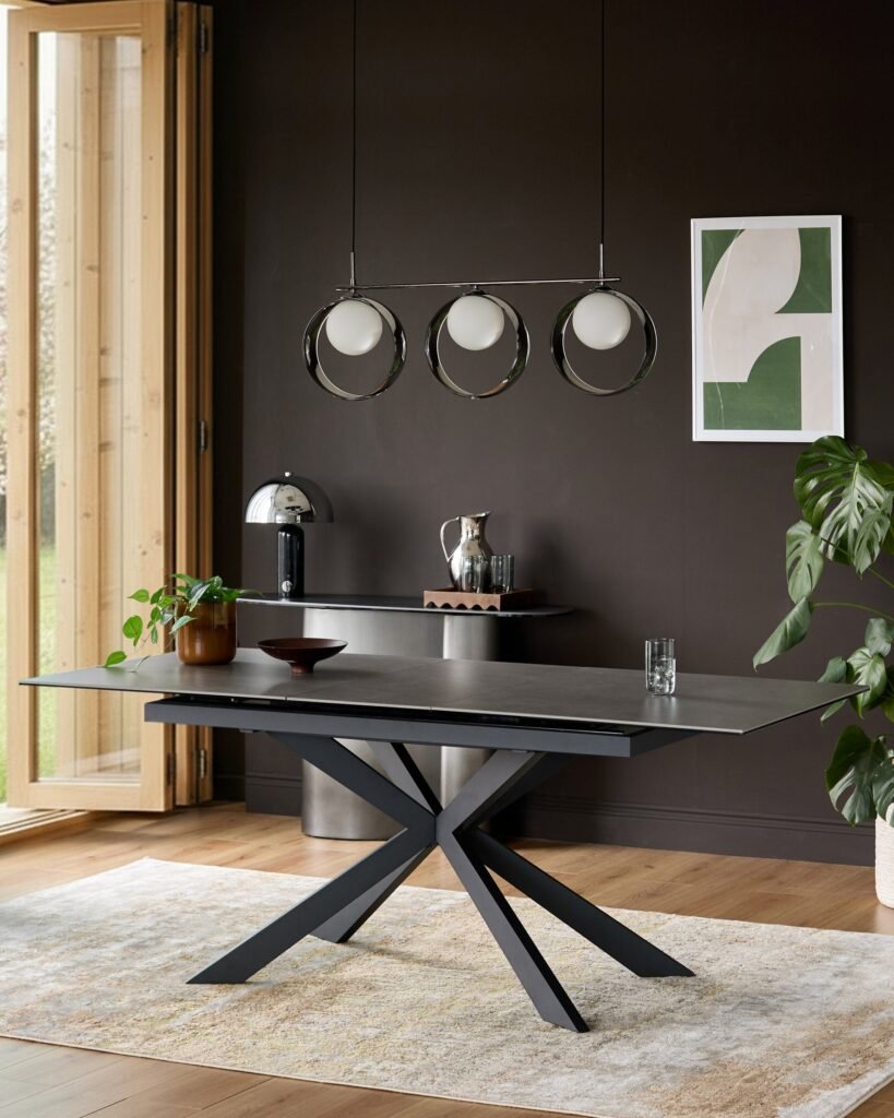 Dusk England Hayden Light Grey Ceramic Extending 6 to 8 Seater Dining Table Front