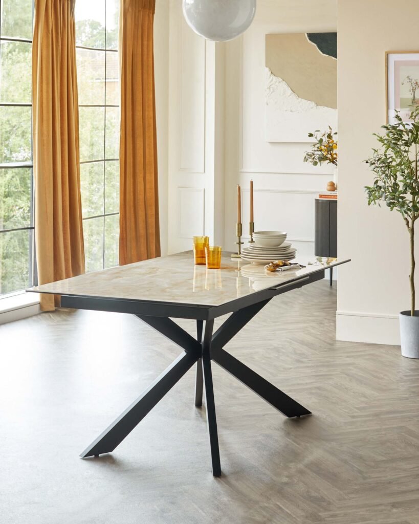 Hayden Natural Ceramic Extending 6 to 8 Seater Dining Table – Dusk Scotland Front