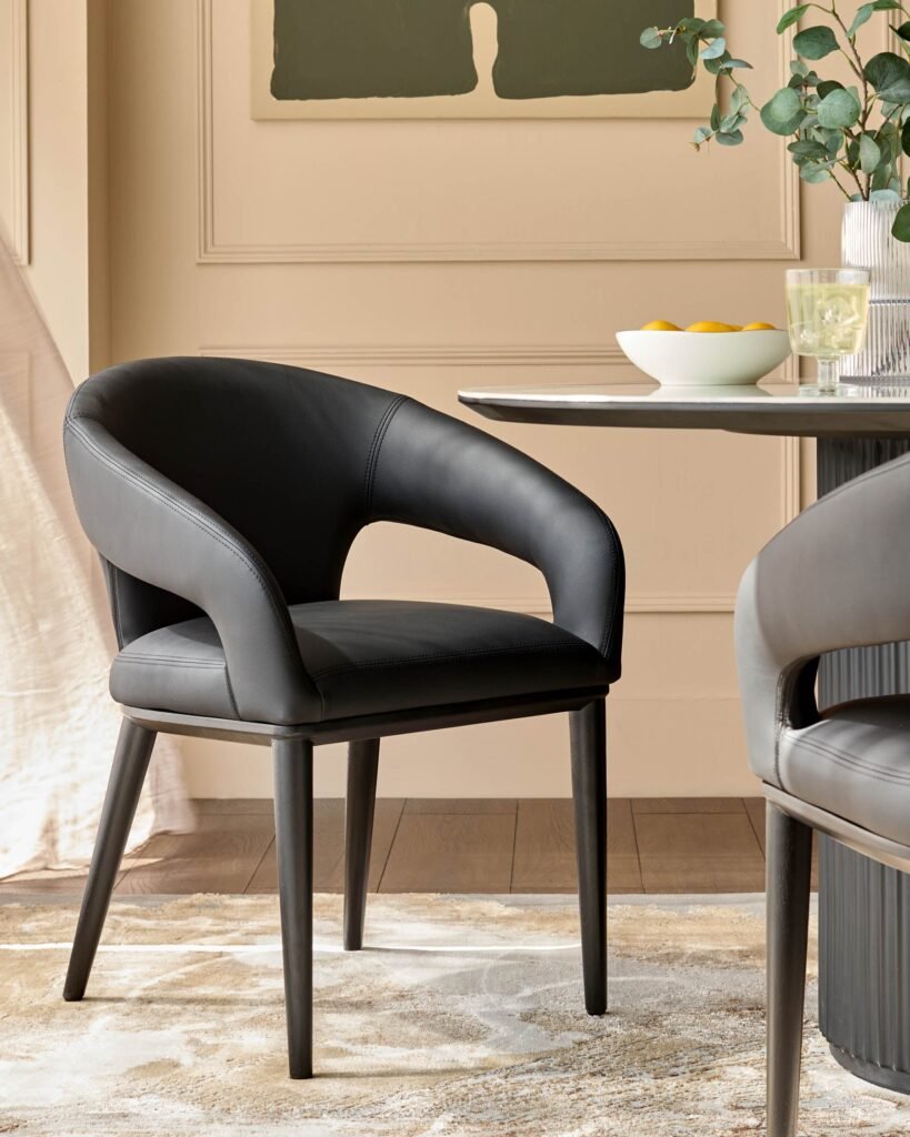 Dusk England Heath black faux leather dining chair Front