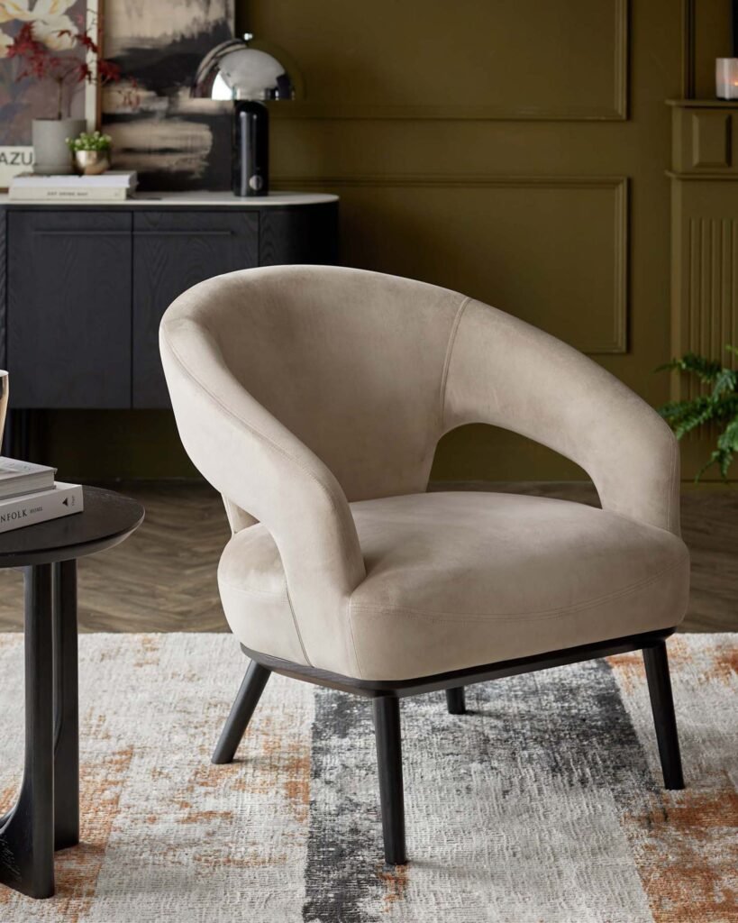 Heath champagne Dusk velvet accent chair Front