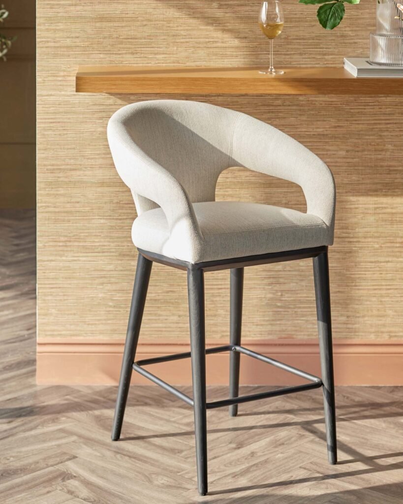 Heath ivory dual Dusk tone fabric bar stool Front