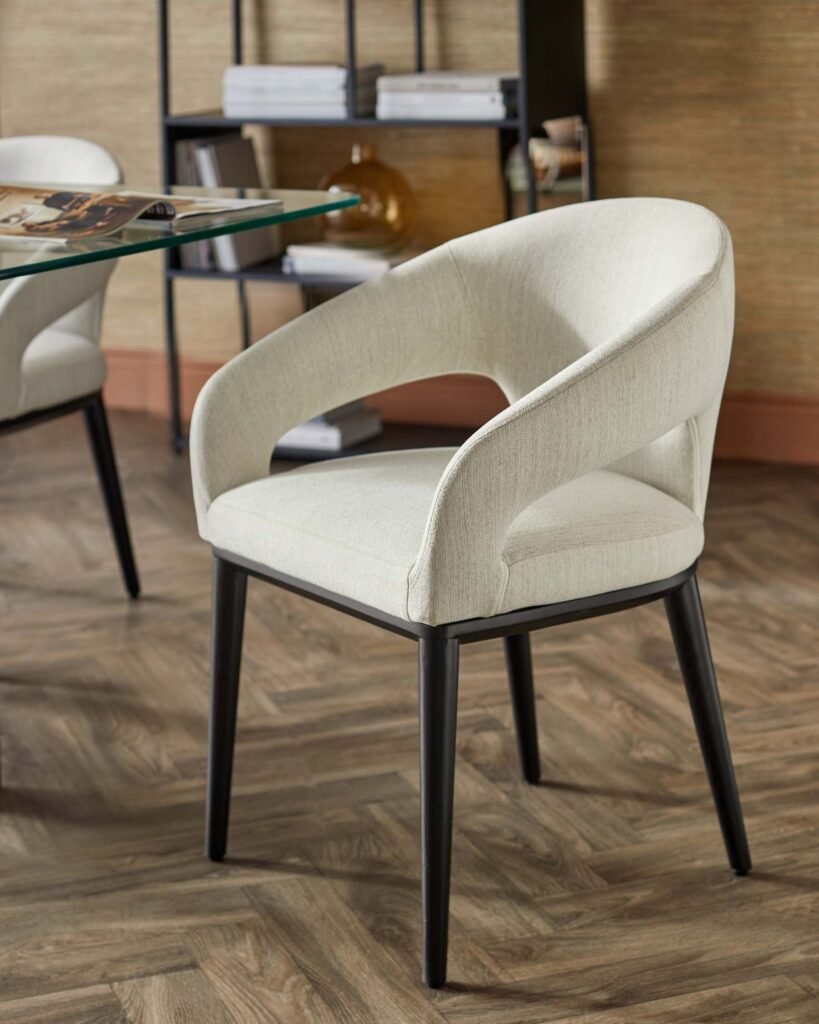Heath ivory dual Dusk Scotland tone fabric dining chair Front