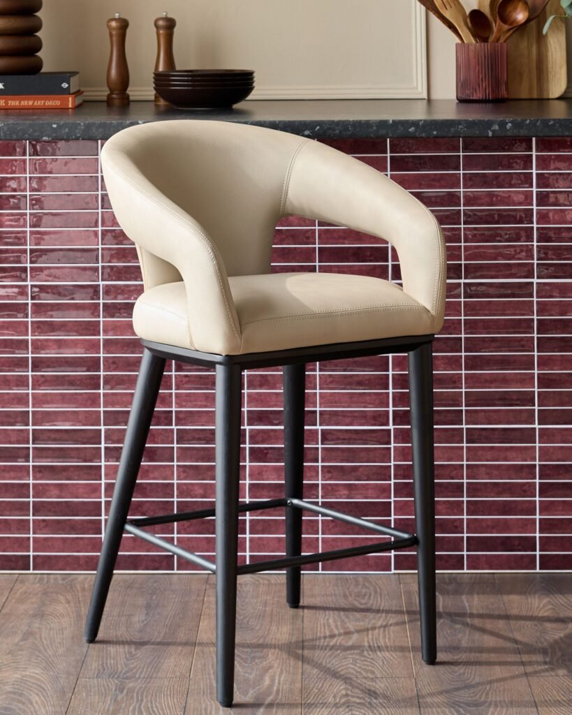 Heath natural faux Dusk England leather bar stool Front