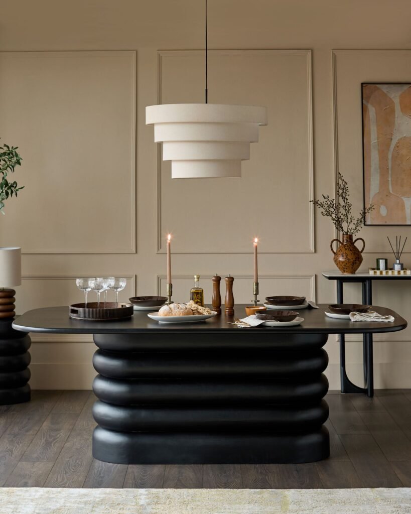Dusk Scotland Hepworth black wood 8 seater dining table Front