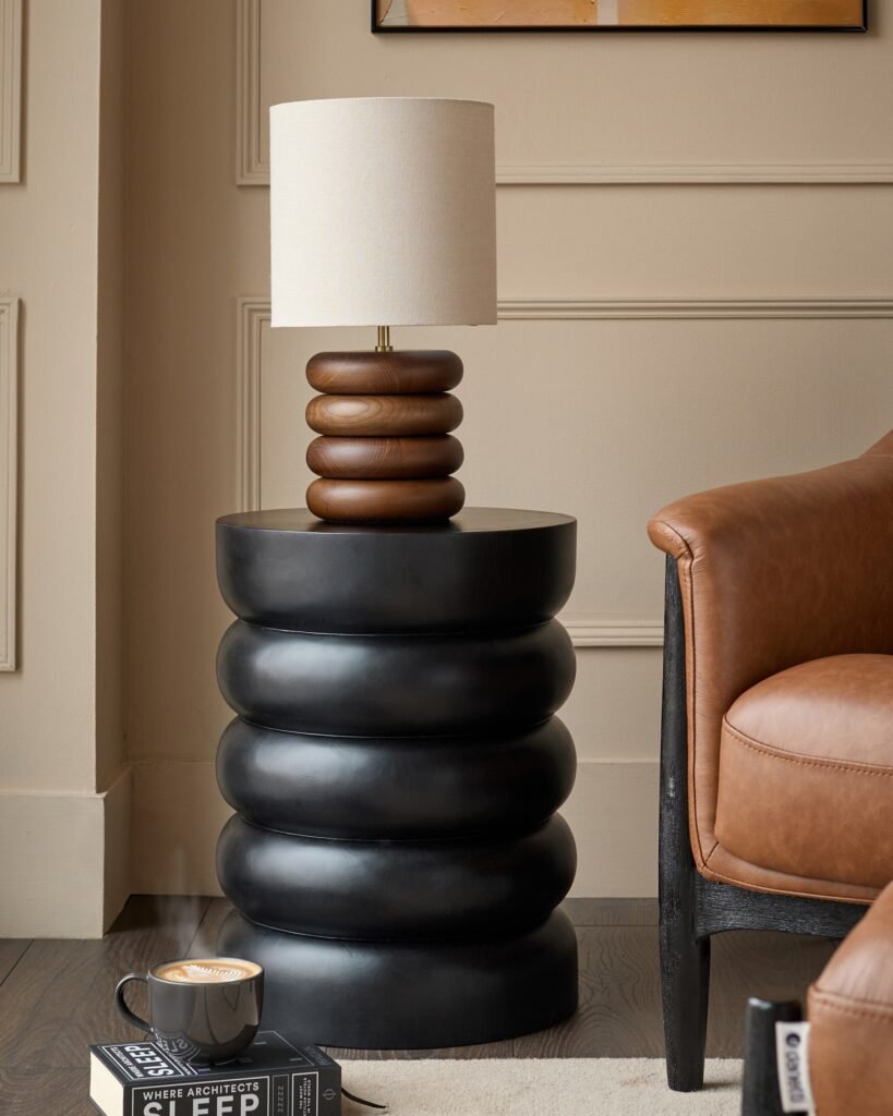 Hepworth black wood side table – Dusk England Front