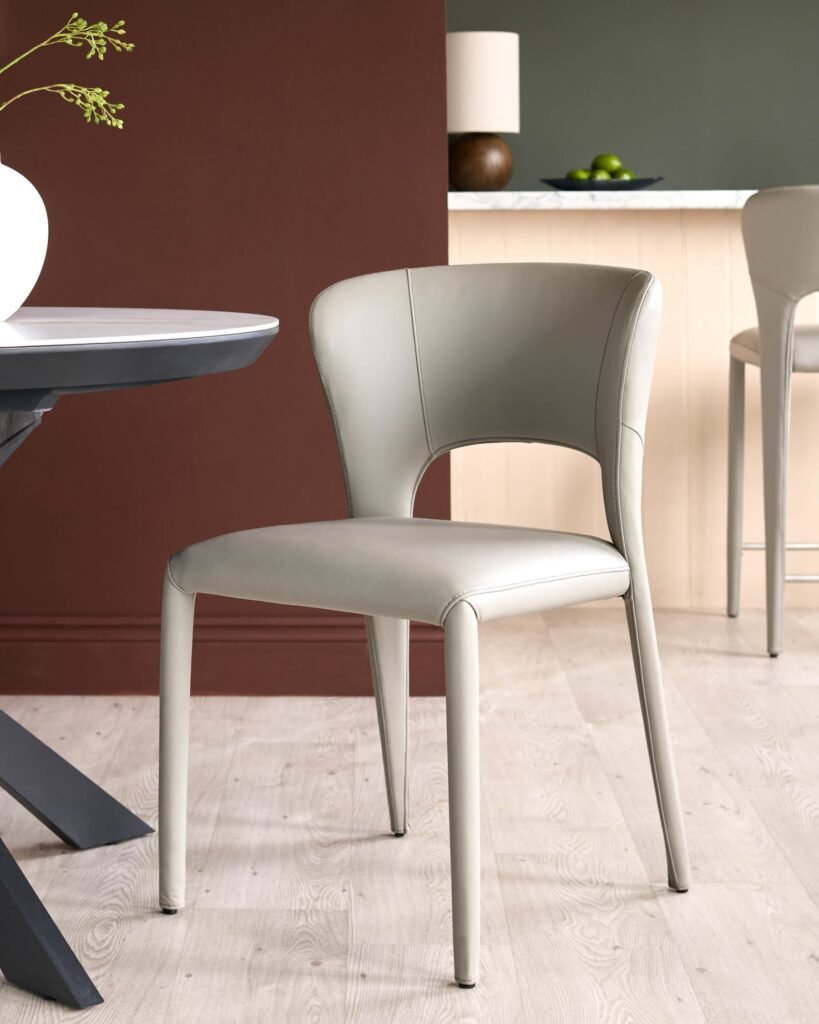 Jackson light grey leather dining Dusk Scotland chair - set of 2 Front