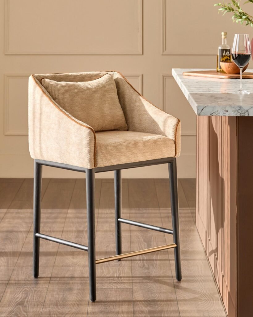 Julep honey chenille bar stool – Dusk England Front
