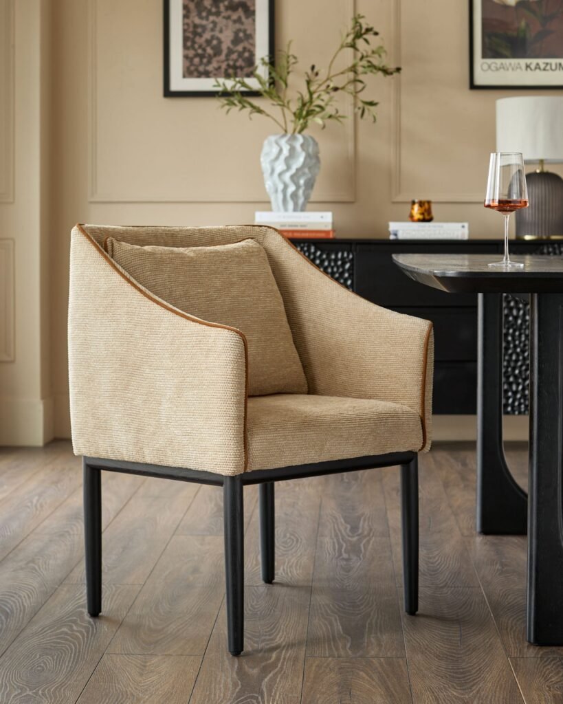 Julep honey Dusk chenille dining chair Front