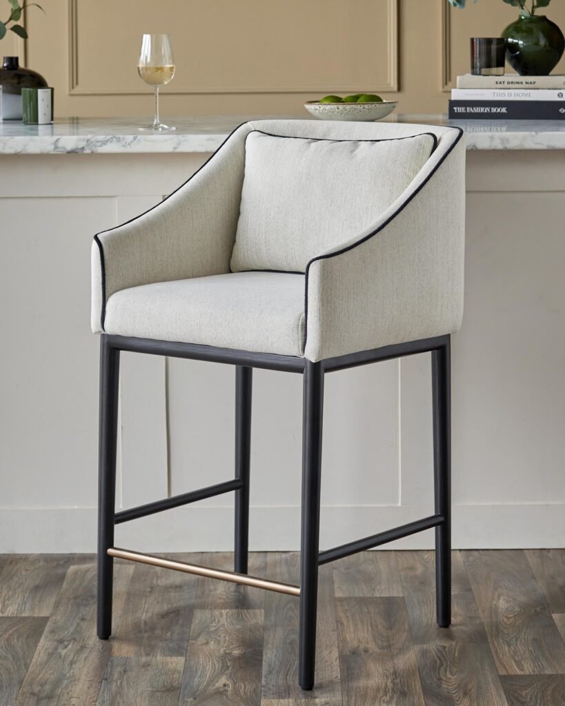 Julep ivory dual tone fabric bar stool – Dusk England Front