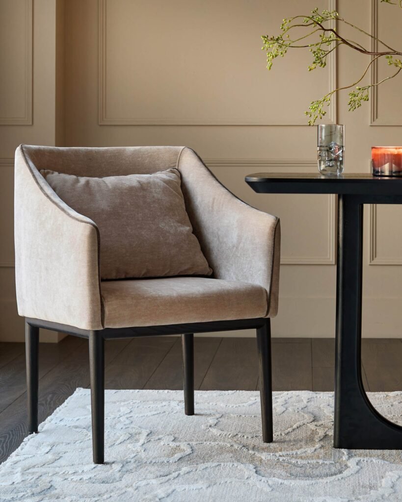 Julep champagne Dusk chenille dining chair Front