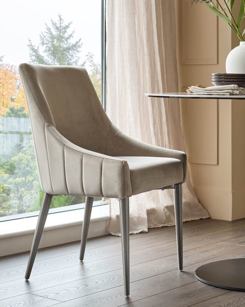 Juliana champagne velvet with stainless steel Dusk dining chair - set of 2 Front