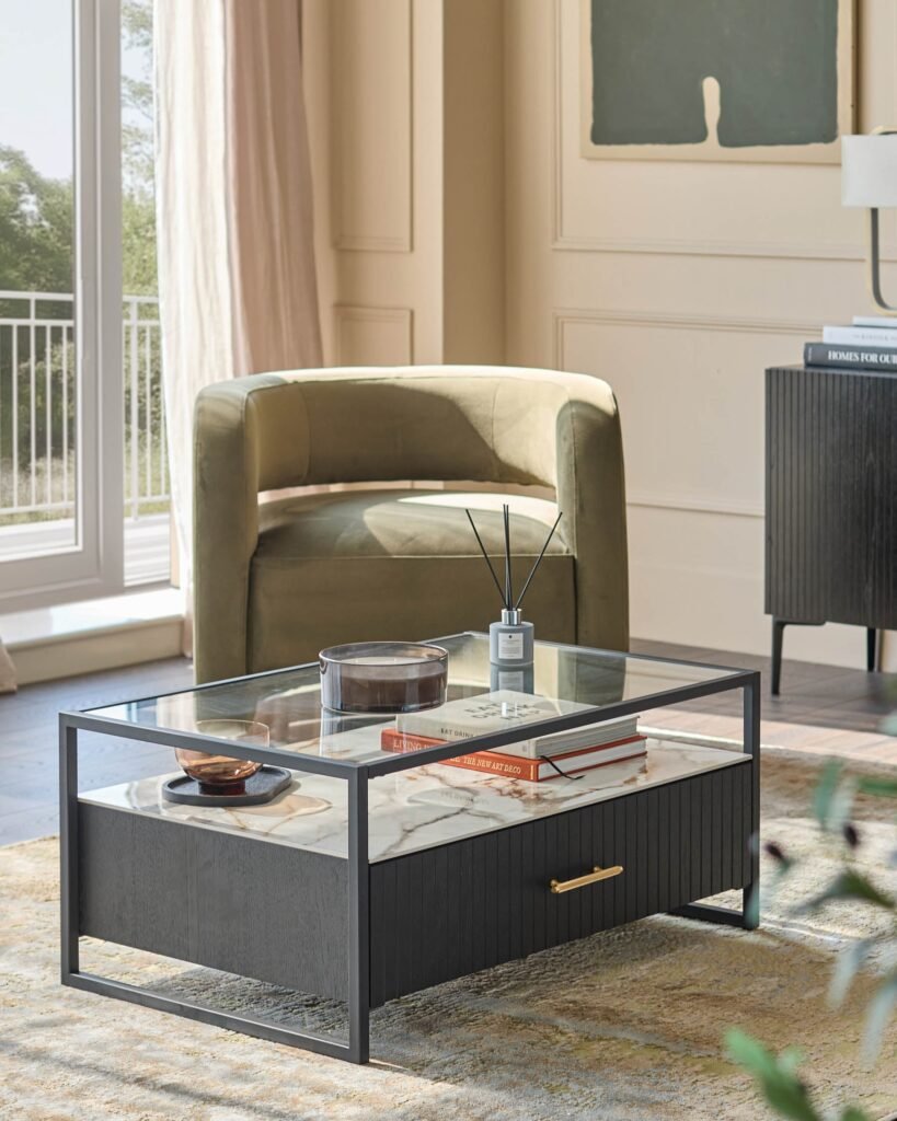 Dusk England Kai glass and ceramic coffee table Front
