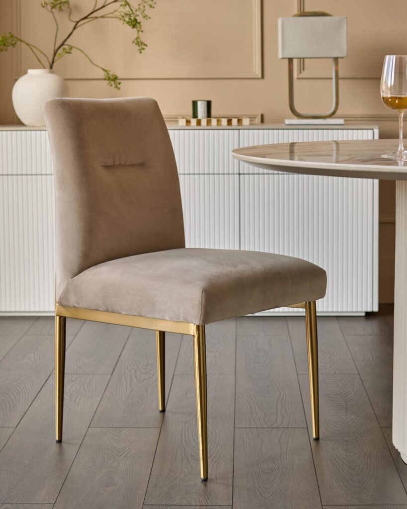 Keira champagne velvet dining Dusk Scotland chair - set of 2 Front