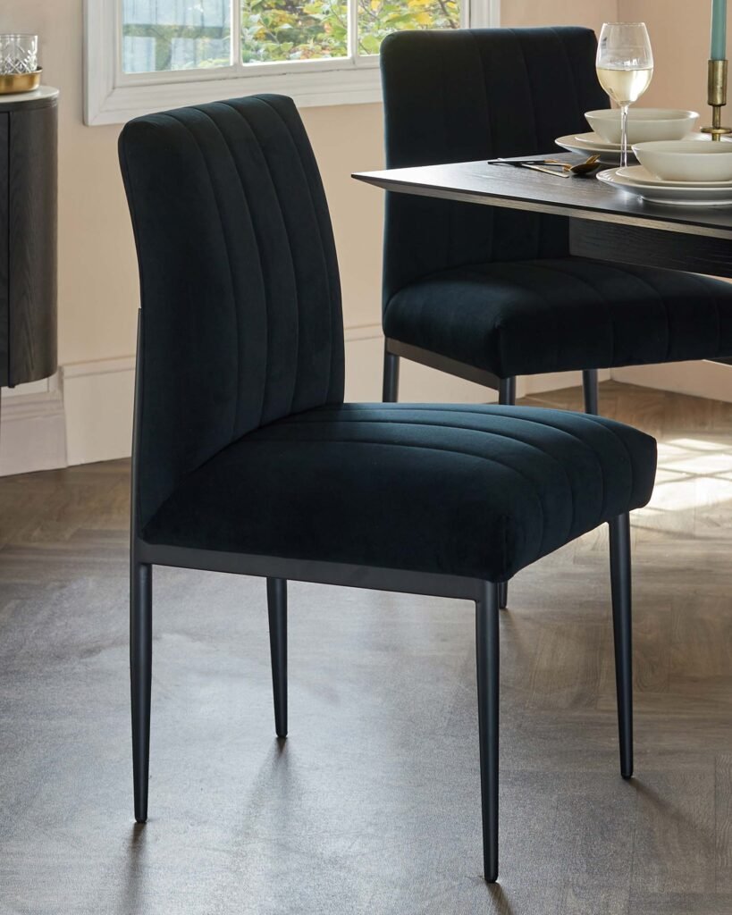 Kendra black metal dining chair black classic velvet - set of 2 – Dusk Front