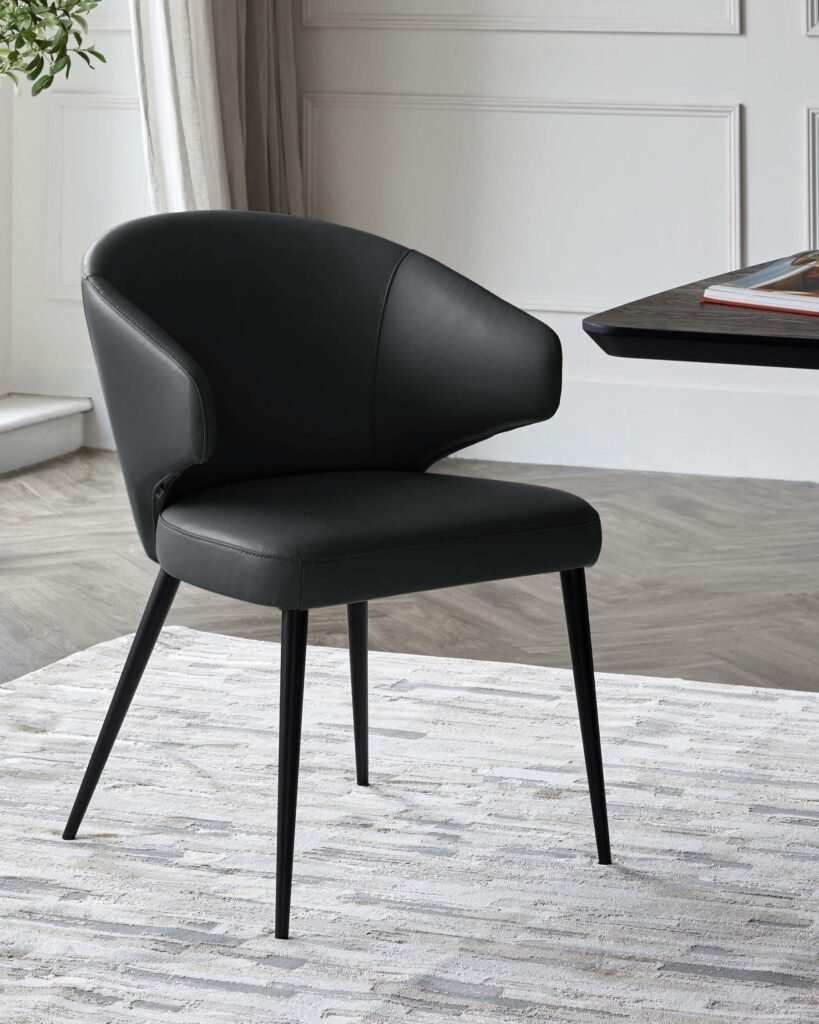 Dusk England Landon black leather dining chair Front