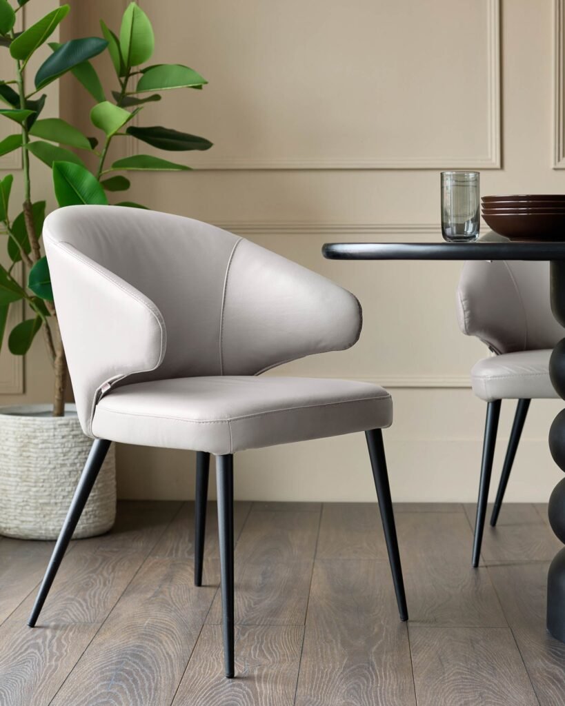 Landon Light Grey Leather Dining Chair – Dusk Scotland Front