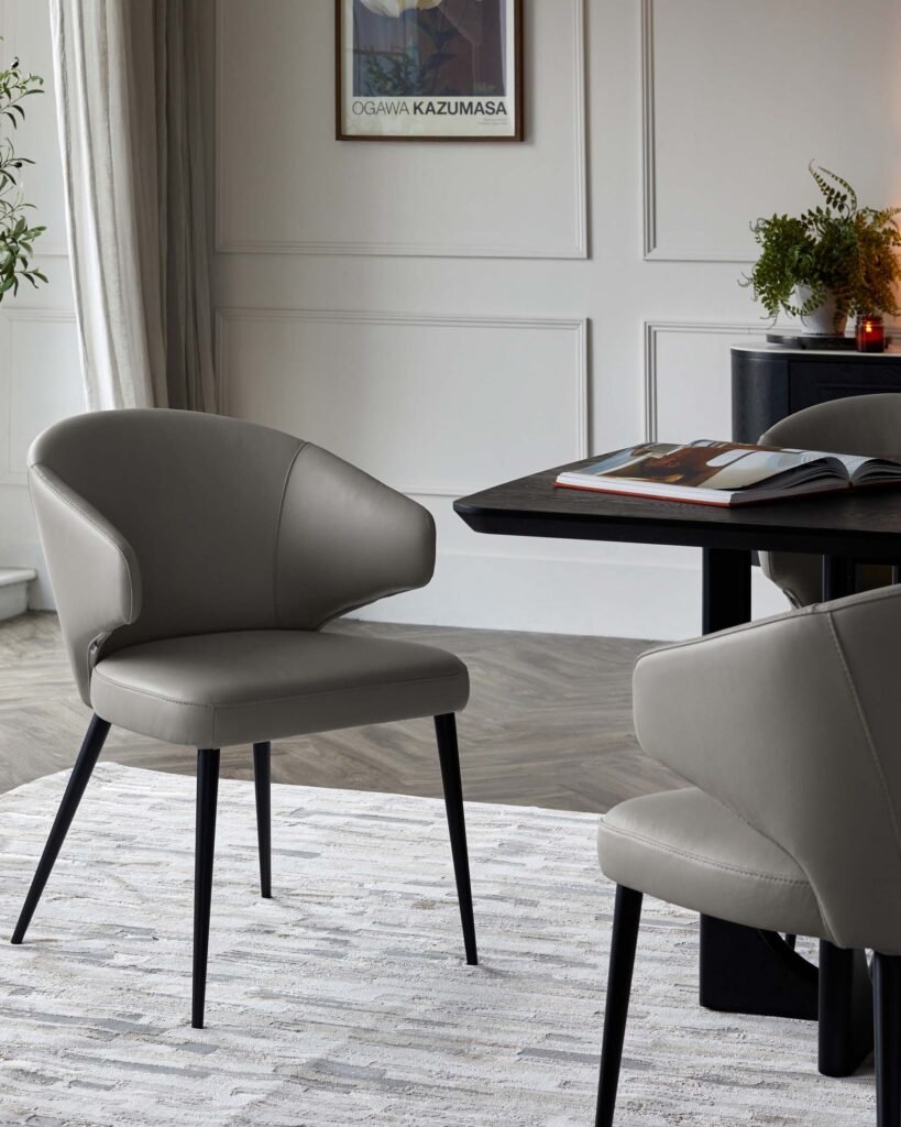Landon Dark Grey Dusk Scotland Leather Dining Chair Front