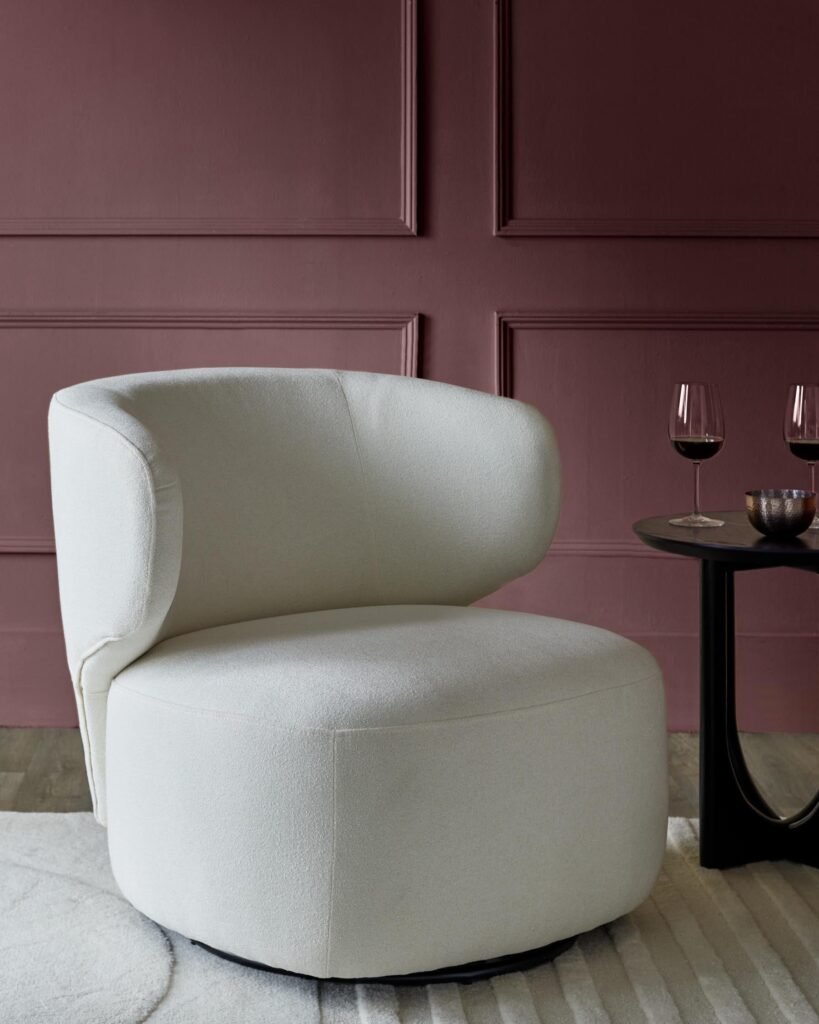 Dusk Scotland Landon ivory boucle swivel accent chair Front