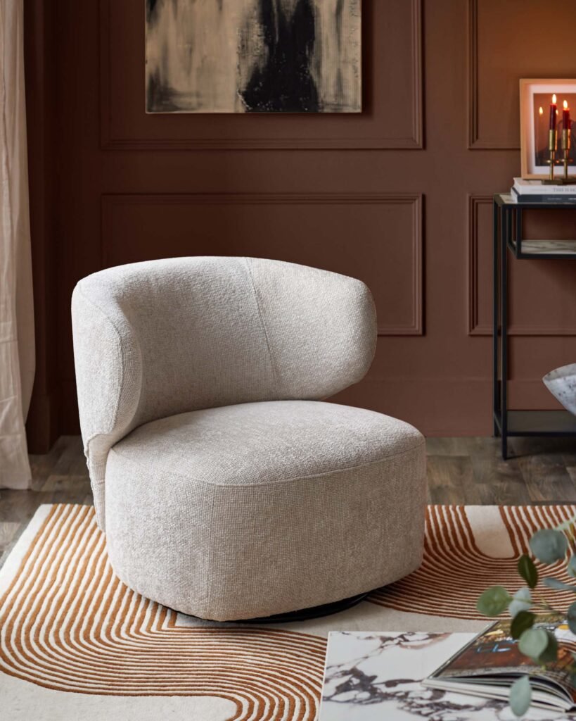 Dusk Landon natural fabric swivel accent chair Front