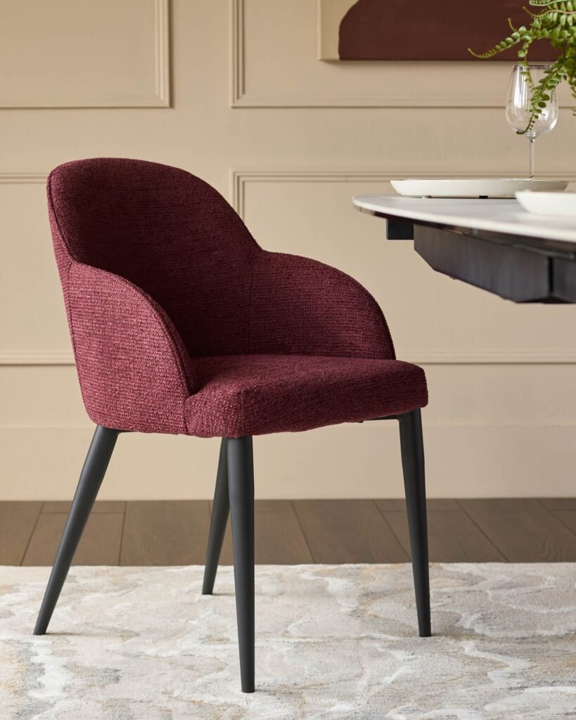 Lani berry red chunky chenille Dusk Scotland dining chair - set of 2 Front
