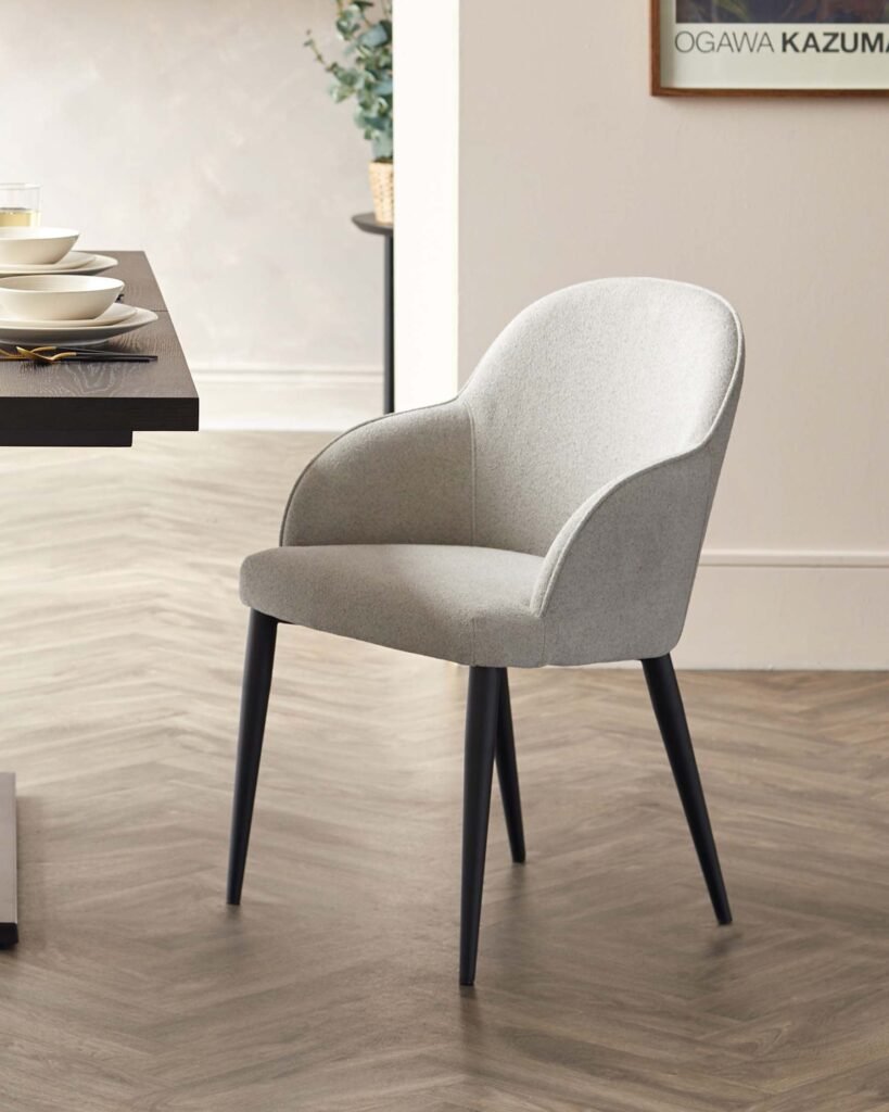 Lani light grey boucle dining Dusk Scotland chair - set of 2 Front