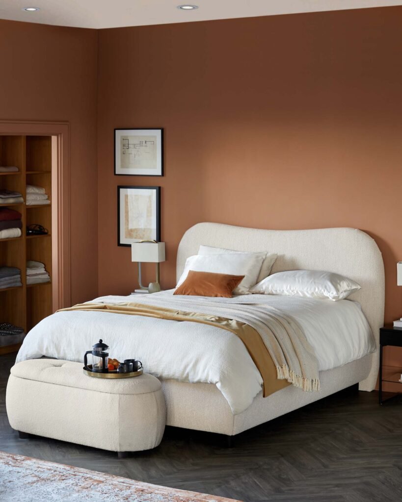 Lani ivory boucle double ottoman storage bed – Dusk Scotland Front