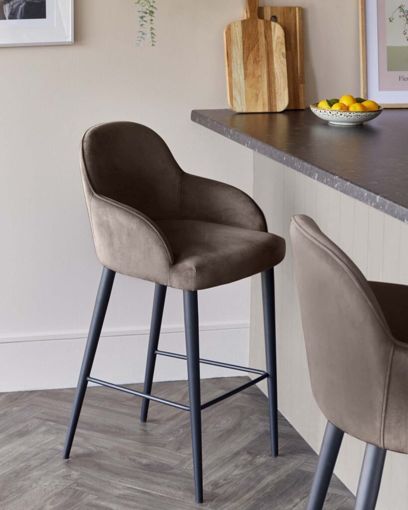 Lani mocha Dusk velvet bar stool Front