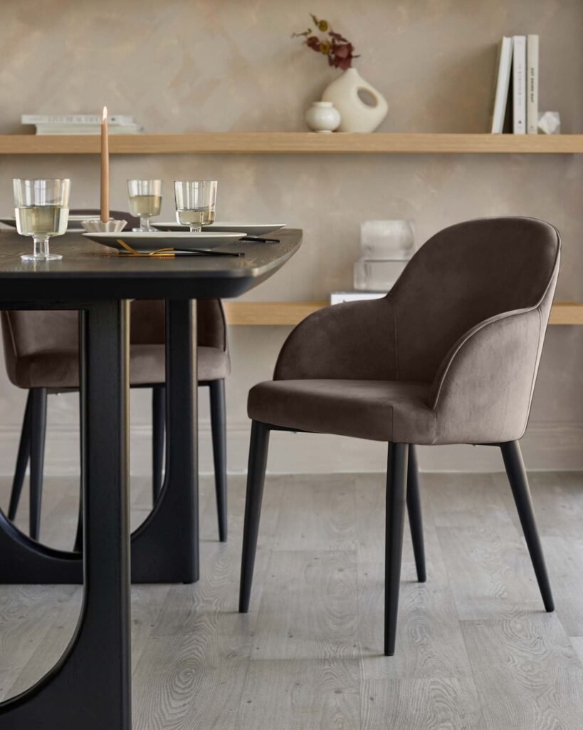 Lani mocha velvet dining chair - set of 2 – Dusk England Front