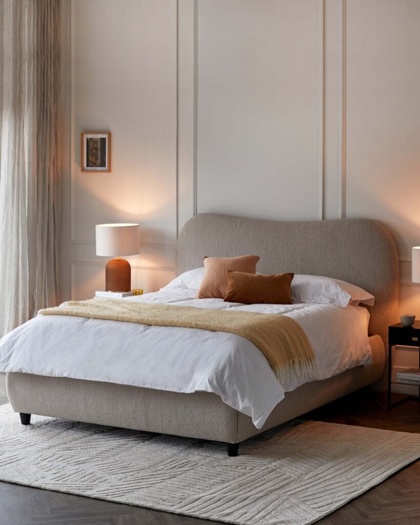 Dusk Scotland Lani Soft Boucle Natural King Ottoman Ottoman Storage Bed Front