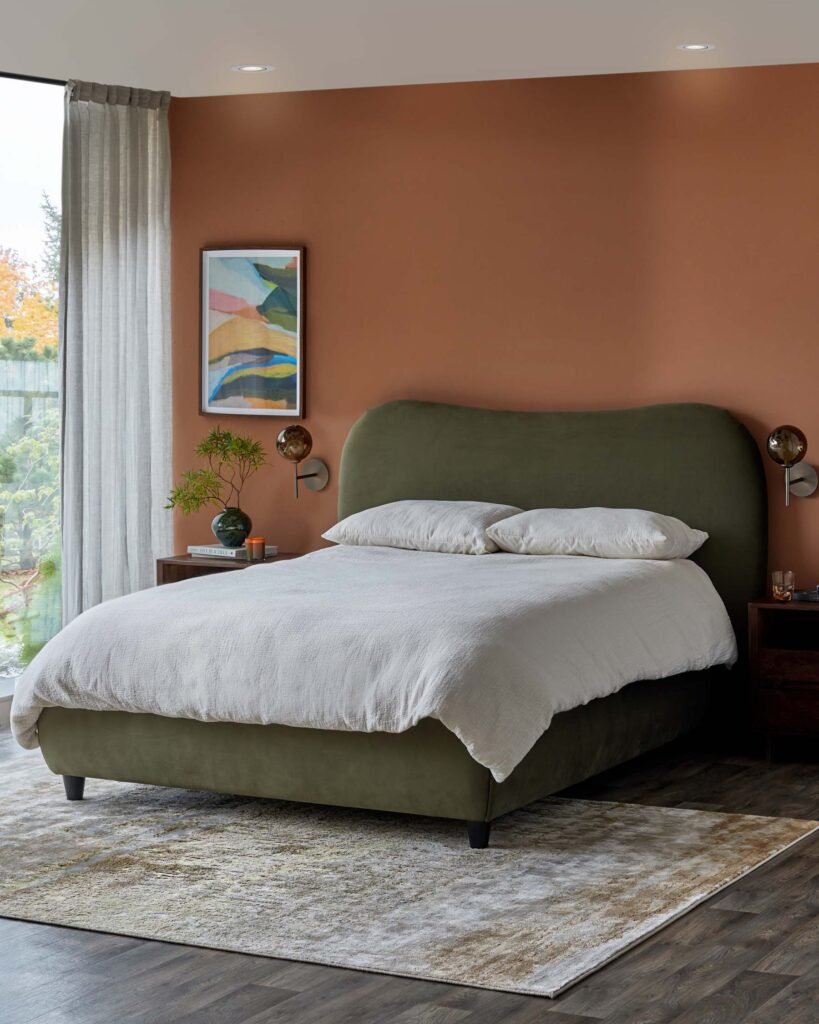 Lani olive green velvet Dusk super king ottoman storage bed Front