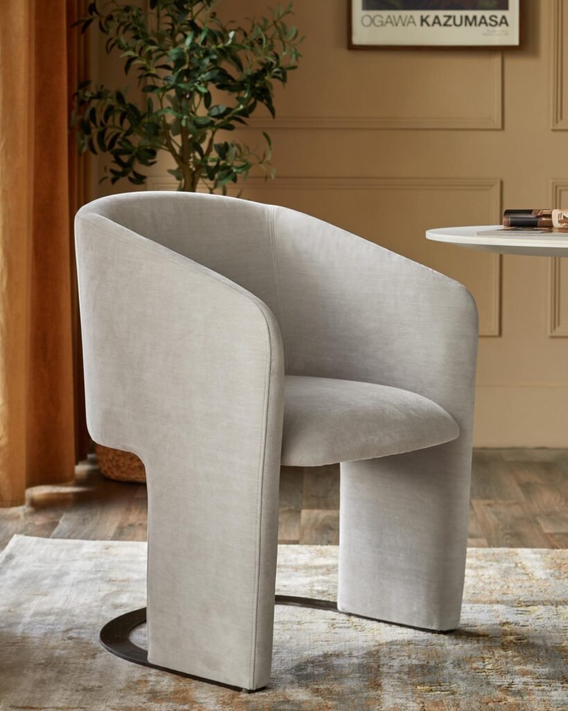 Leighton natural grey Dusk England chenille dining chair Front